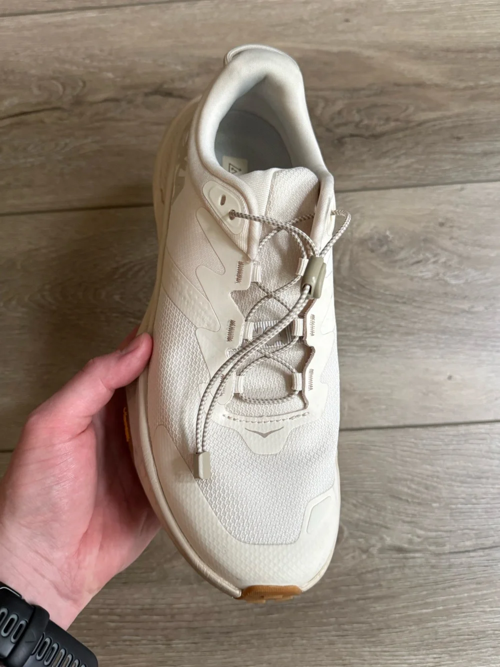 Hoka Transport Eggnog Womens 8.5 Walking Hiking Shoe Cordura Vibram 1123154 EEGG